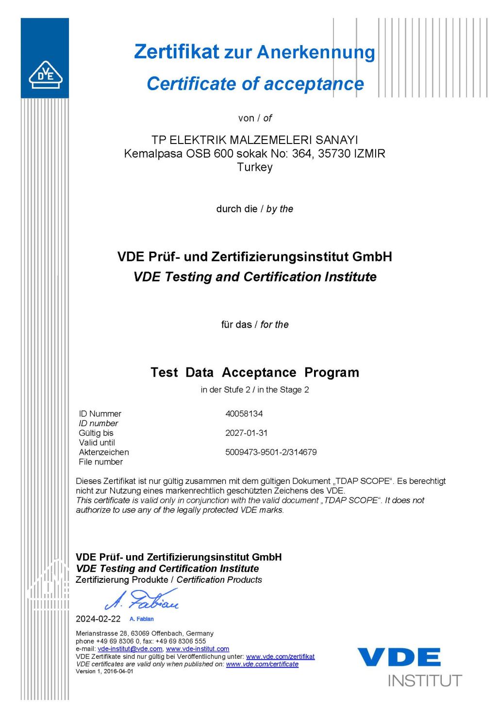 VDE - Laboratory Accreditation