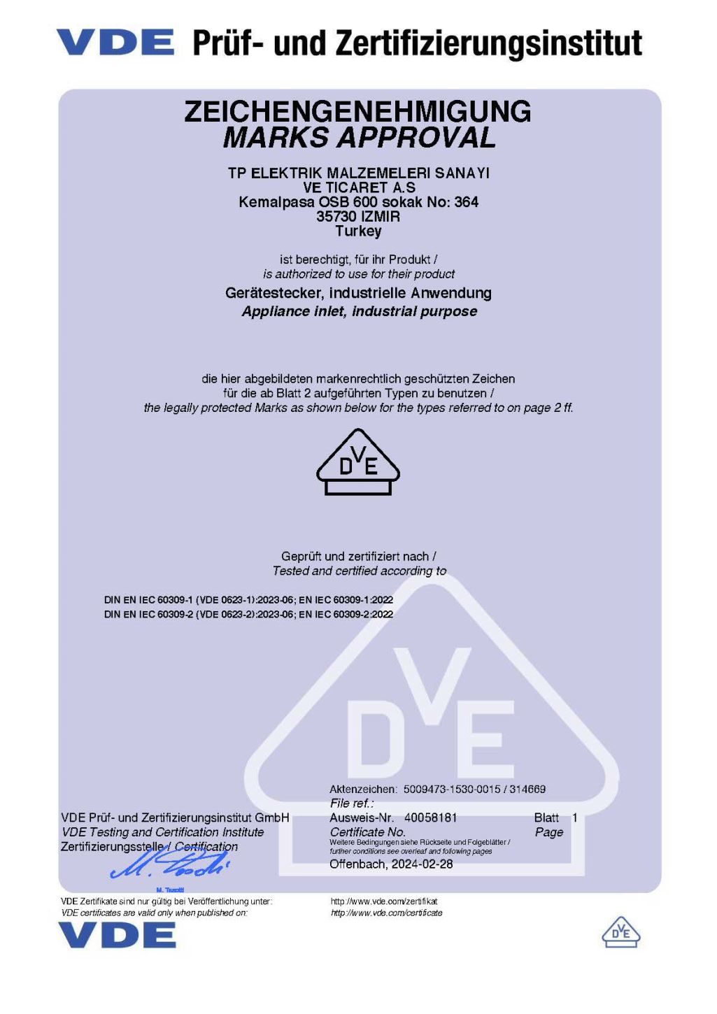 VDE - CEE Norm Appliance Inlets