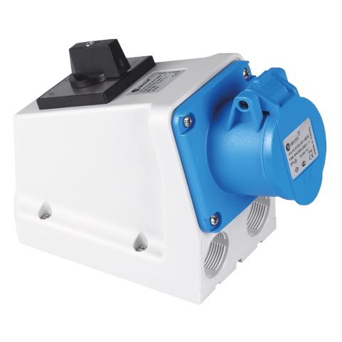 3x32A Combi Wall Mount Socket With Switch